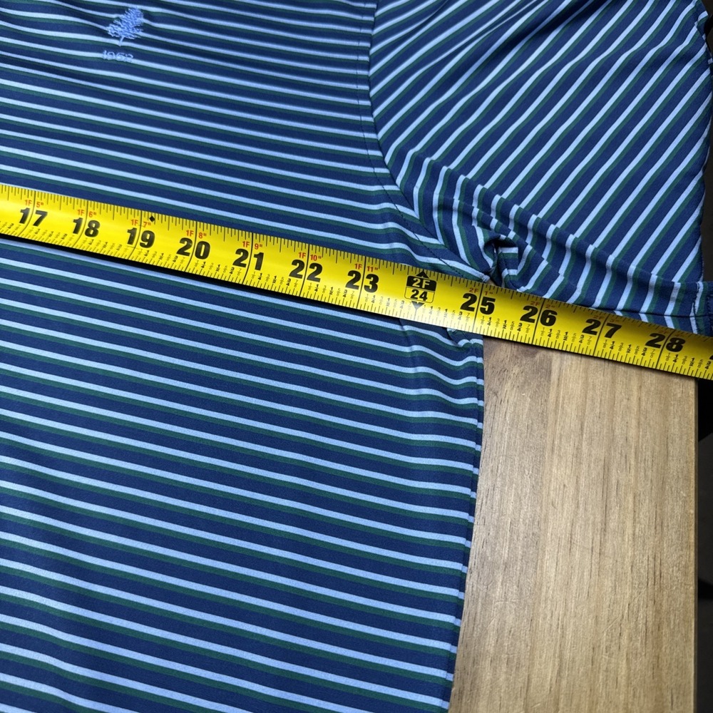 SOLD Turtleson Short Sleeve Golf Polo Shirt Mens XL Blue/Green Striped Logo - Picture 10 of 11